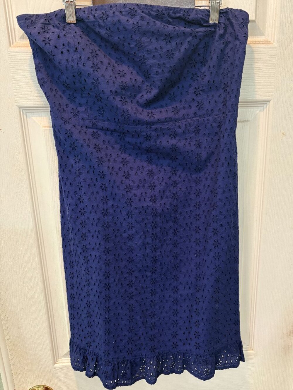 🔥 Old Navy Indigo Blue Cotton Eyelet Strapless Dress • Sz 12 • Summer Classic!